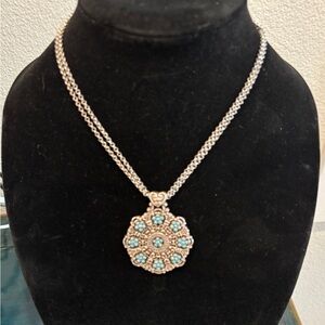 Brighton Elegant Silver and Turquoise Pendant Necklace